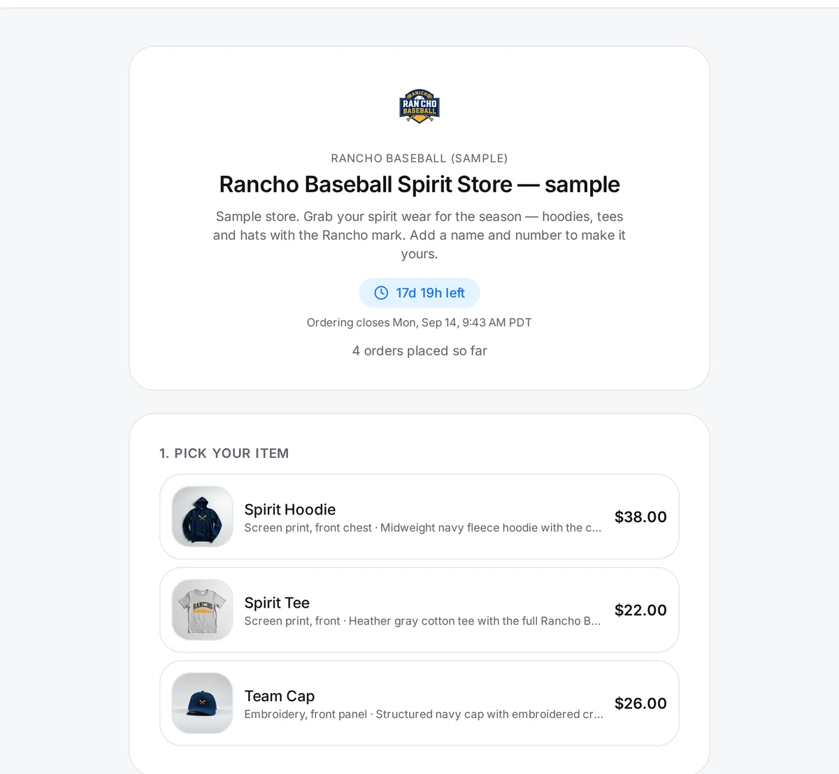 Step 1: Share the link — sample team store