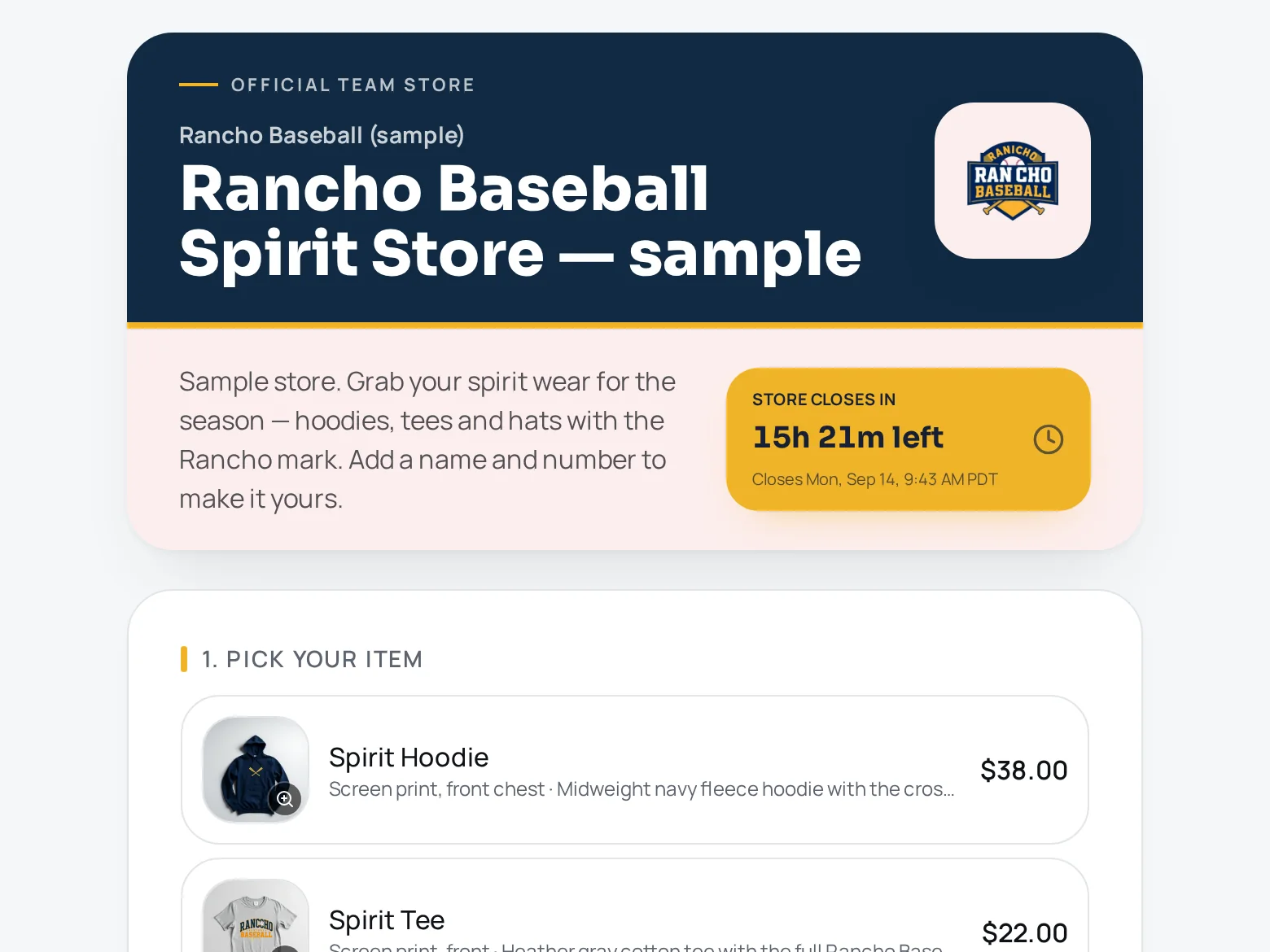 Step 1: Share the link — sample team store